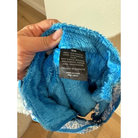 Snozu 18m Jacket Down Fill FauxFur Puffer Hooded Zip Up Fleece with matching hat - Picture 5 of 8